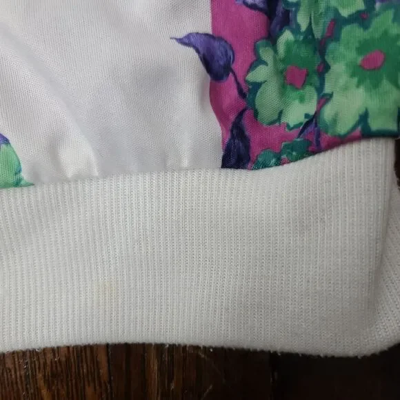 Vintage Colorful Floral Short Sleeve Polo Shirt Cottagecore - Picture 6 of 10